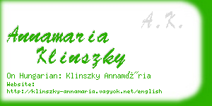 annamaria klinszky business card